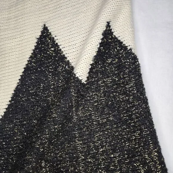 Roly Poly Open Cardigan Loose Knit Sweater Size S/M Ivory‎ Black Metallic - Picture 5 of 7